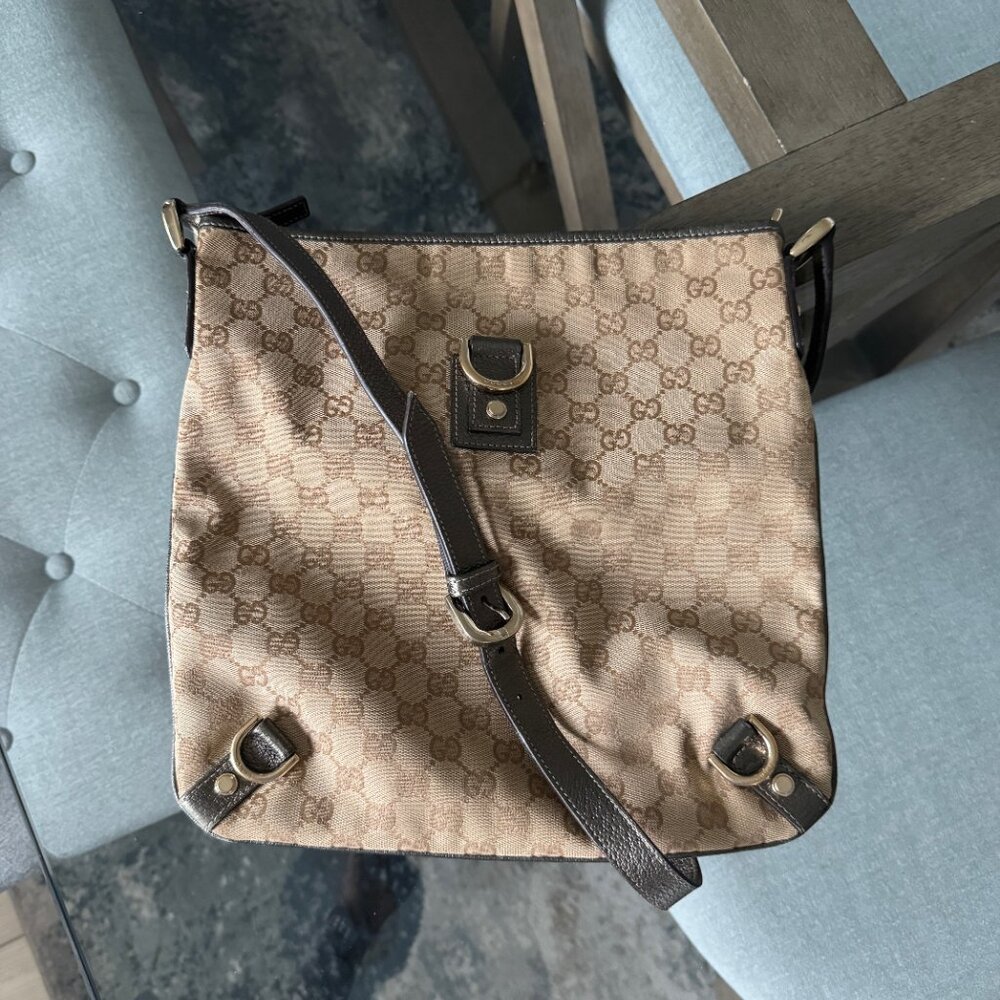 Gucci CANVAS Vintage Abbey D-Ring Messenger Brown